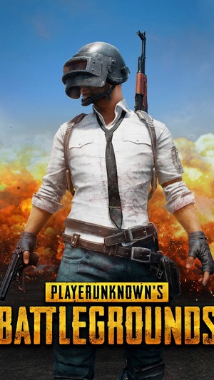 PlayerUnknown's Battlegrounds character with rifle and pistol