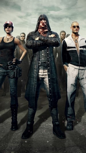 PlayerUnknown's Battlegrounds characters in a line