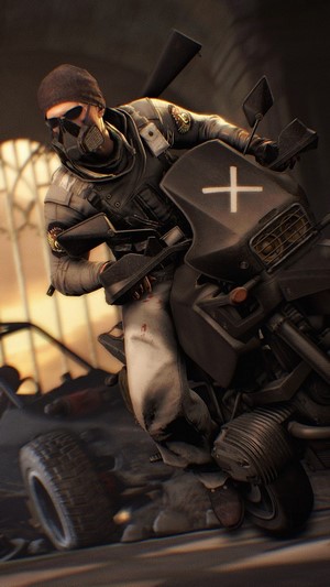 PlayerUnknown's Battlegrounds character on a motorcycle