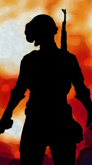 PlayerUnknown's Battlegrounds silhouette with rifle