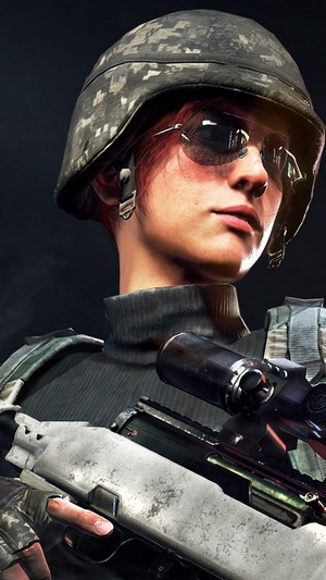 Female soldier with rifle from PUBG