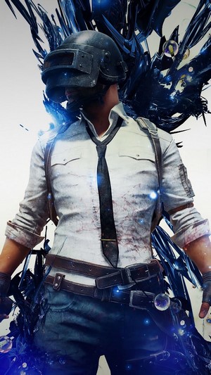 PlayerUnknown's Battlegrounds character with blue energy effects