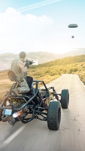 Player shooting from a buggy in PUBG