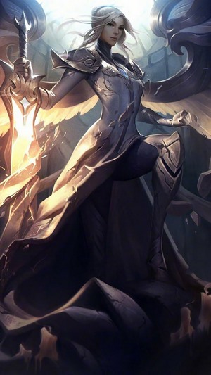 Silver Kayle Unmasked Splash Art LoL