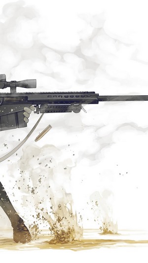 Girl shooting a sniper rifle