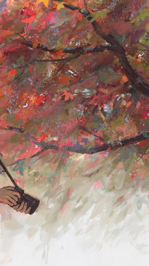 Anime Guy Photographer Autumn Maple Tree