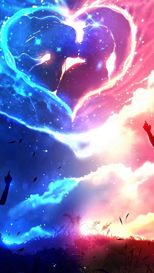 Anime Couple Silhouette Heart