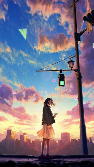 #335971 Anime, Girl, Sky, Clouds, Sunrise, Scenery HD - Rare Gallery HD ...