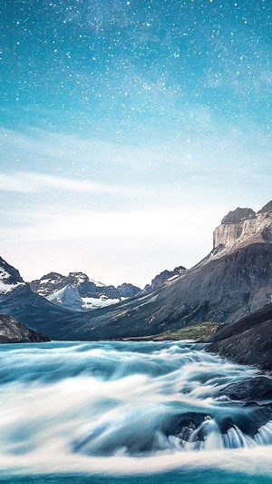 Mountain Sky Stars River Landscape Nature Scenery