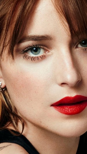 Dakota Johnson with red lipstick