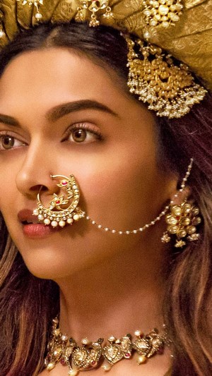 Deepika Padukone wearing traditional Indian jewelry
