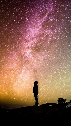 Silhouette of a person looking at the Milky Way