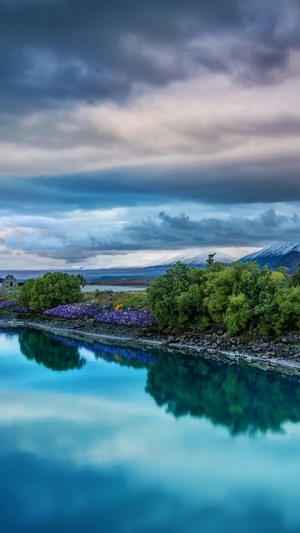 Lake with Trees and Mountains