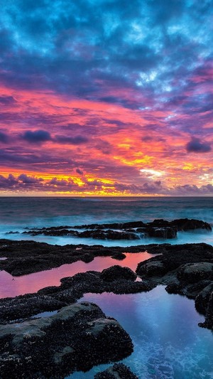 Sea Sunset Clouds Horizon Seascape Scenery Nature