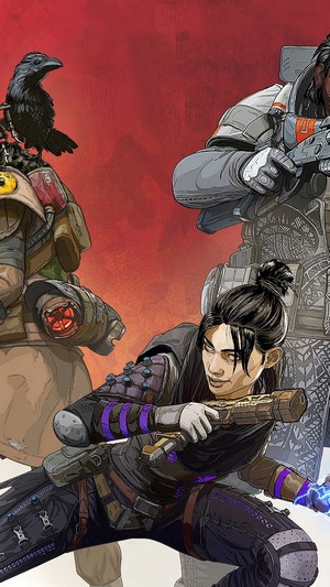 Apex Legends characters Wraith, Gibraltar, and Bloodhound