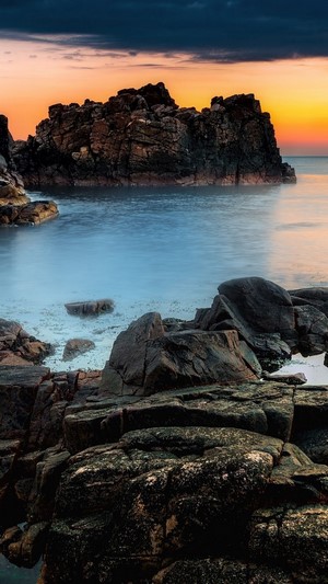 Rocky Seascape at Sunset