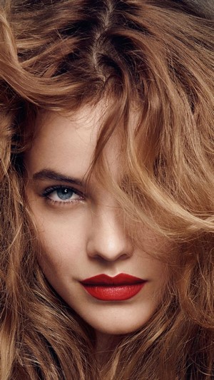 Barbara Palvin portrait with red lipstick