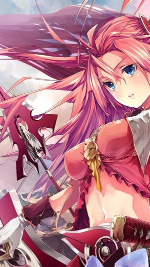 Anime girl with pink hair and katana