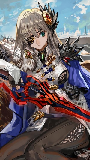 Anime girl warrior with eyepatch and sword