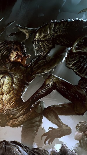 Predator fighting Xenomorph