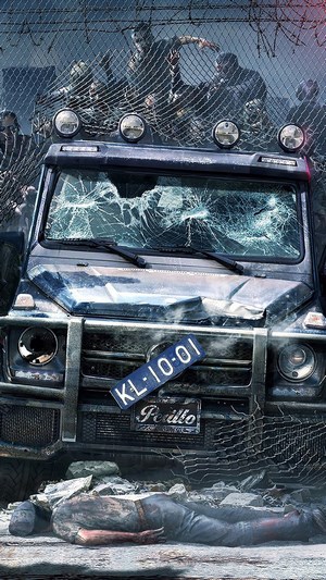 Zombies attacking a damaged vehicle