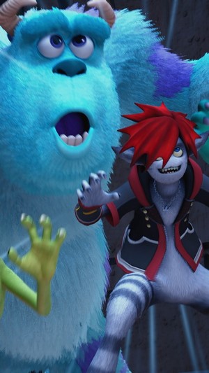 Sora from Kingdom Hearts 3 and Sulley from Monsters Inc.