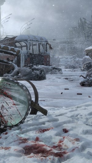 Metro Exodus abandoned train in snow