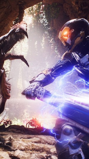 Anthem Ranger Javelin fighting a creature