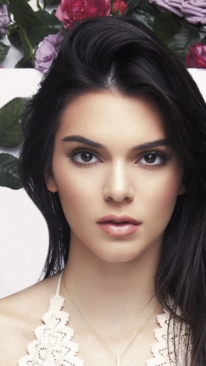 Kendall Jenner portrait with flowers