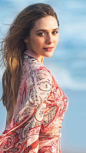Elizabeth Olsen on a beach
