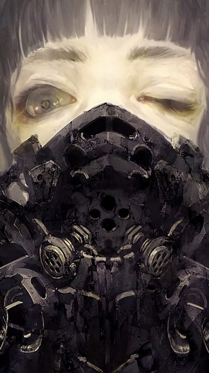 Anime girl with gas mask