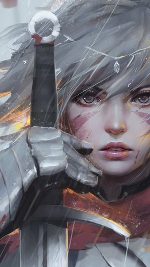 Anime warrior girl with sword