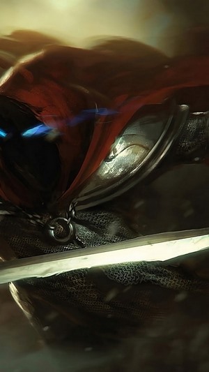 Fantasy Warrior with Red Cape and Sword