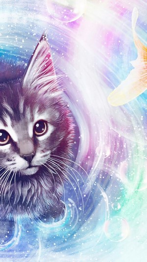 Cat and Goldfish in Fantasy Art