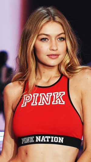 Gigi Hadid wearing Pink Nation sports bra