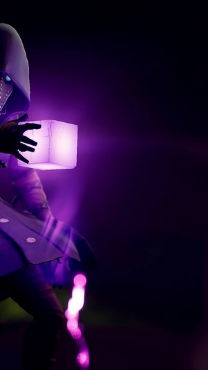 Scourge from Fortnite Battle Royale holding a glowing cube