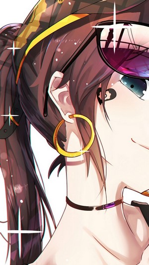 Girl with Sunglasses and Hoop Earring