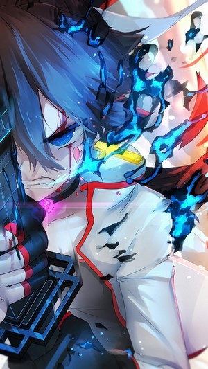 Anime girl with katana and blue energy