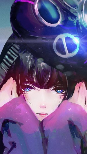 Anime girl wearing a gas mask