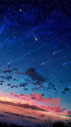 Anime, Scenery, Horizon, Shooting Star, Sunset HD HD Phone Wallpaper ...