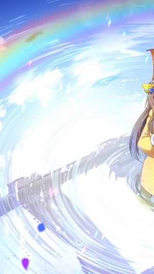 Anime girl with rainbow and water