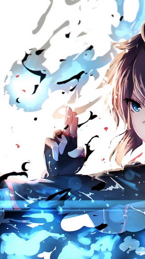 Anime girl with blue flames