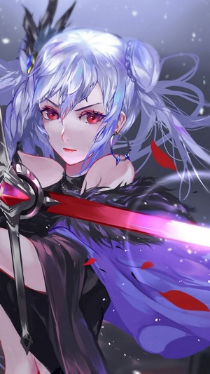 Anime girl warrior with glowing sword