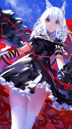Anime girl with white hair and red eyes