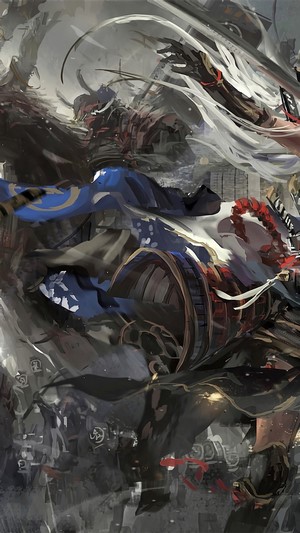 Anime warriors in a chaotic fantasy battle