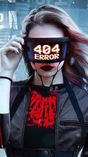 Sci-Fi 404 Error Cyberpunk Girl