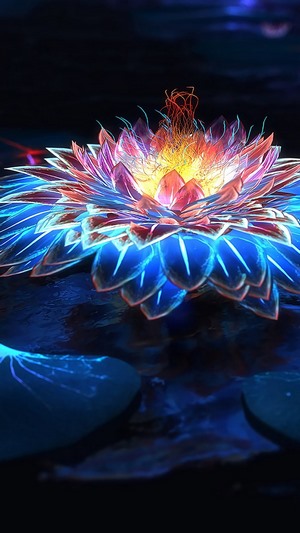 Glowing Lotus Flower on Water