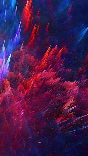 Abstract colorful explosion of red, blue, and purple