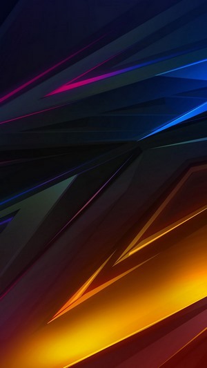 Abstract geometric shapes with colorful light streaks