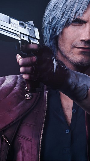 Dante from Devil May Cry 5 holding a gun